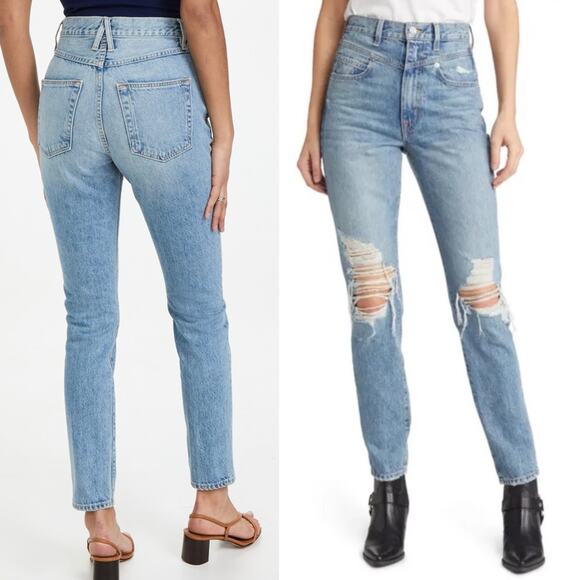 NEW SLVRLAKE Beatnik Double Jeans Yoke High Rise Ripped Distressed Size 30 $369 - Picture 1 of 10